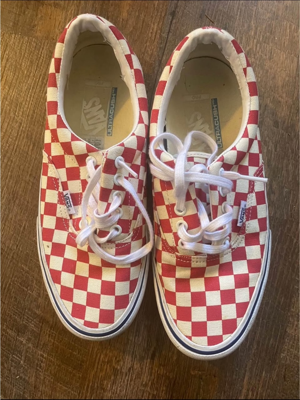 Vans Checkerboard Lace-Up Sneakers - Red/White/Blue